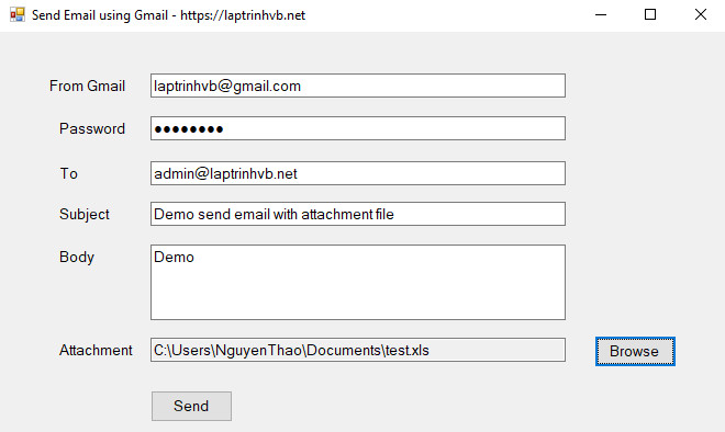 send gmail demo csharp
