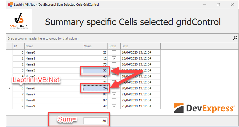 [Devexpress] Summary Specific Cells selected gridControl - Tính sum những ô được chọn trên lưới