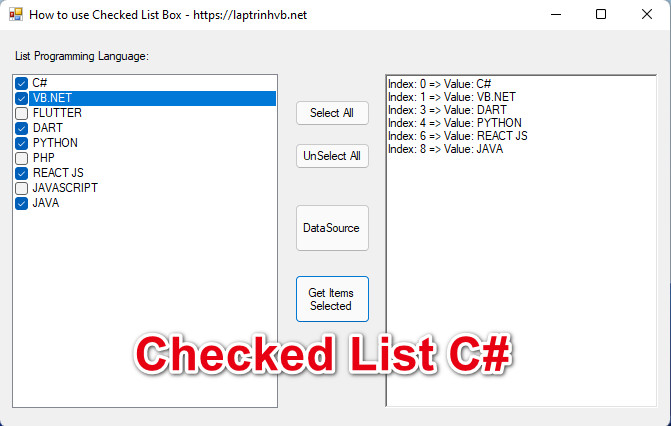 [C#] Hướng dẫn sử dụng công cụ Checked ListBox trên Winform