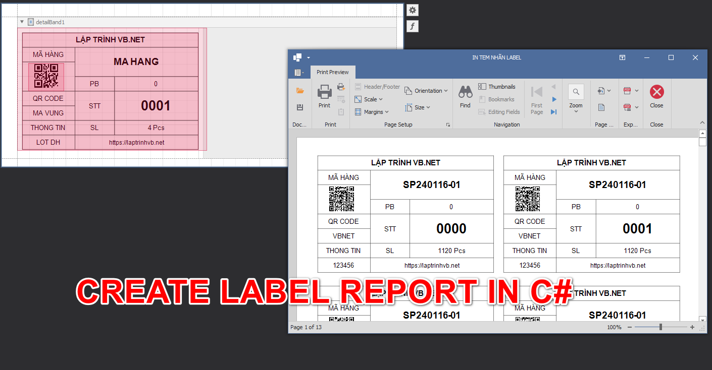 [DEVEXPRESS] Chia sẻ source code tạo báo cáo report in tem nhãn label trên C# winform