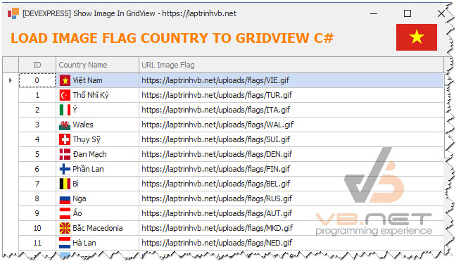 [DEVEXPRESS] Hướng dẫn hiển thị hình ảnh flag country vào GridView sử dụng RepositoryItemTextEdit