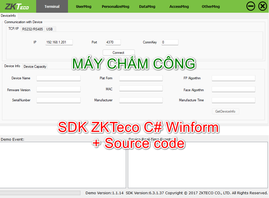 [C#] Chia sẻ tài liệu, sdk và source code máy chấm công dòng máy ZKTeco 