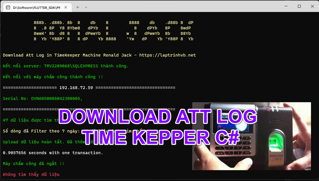 [C#] Chia sẻ source code Download dữ liệu máy chấm công Ronald Jack sử dụng thư viện Zkemkeeper.dll