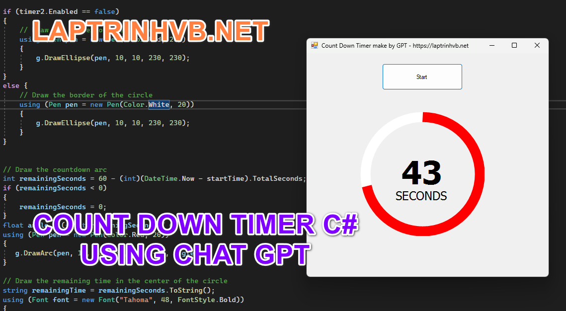 [C#] Sử dụng Open AI Chat GPT viết ứng dụng Count down timer có hiệu ứng trên winform