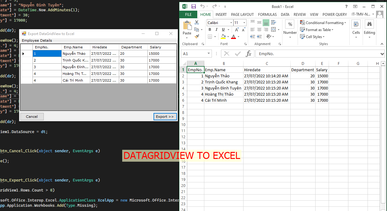[C#] Hướng dẫn xuất dữ liệu từ DataGridview ra file Excel 