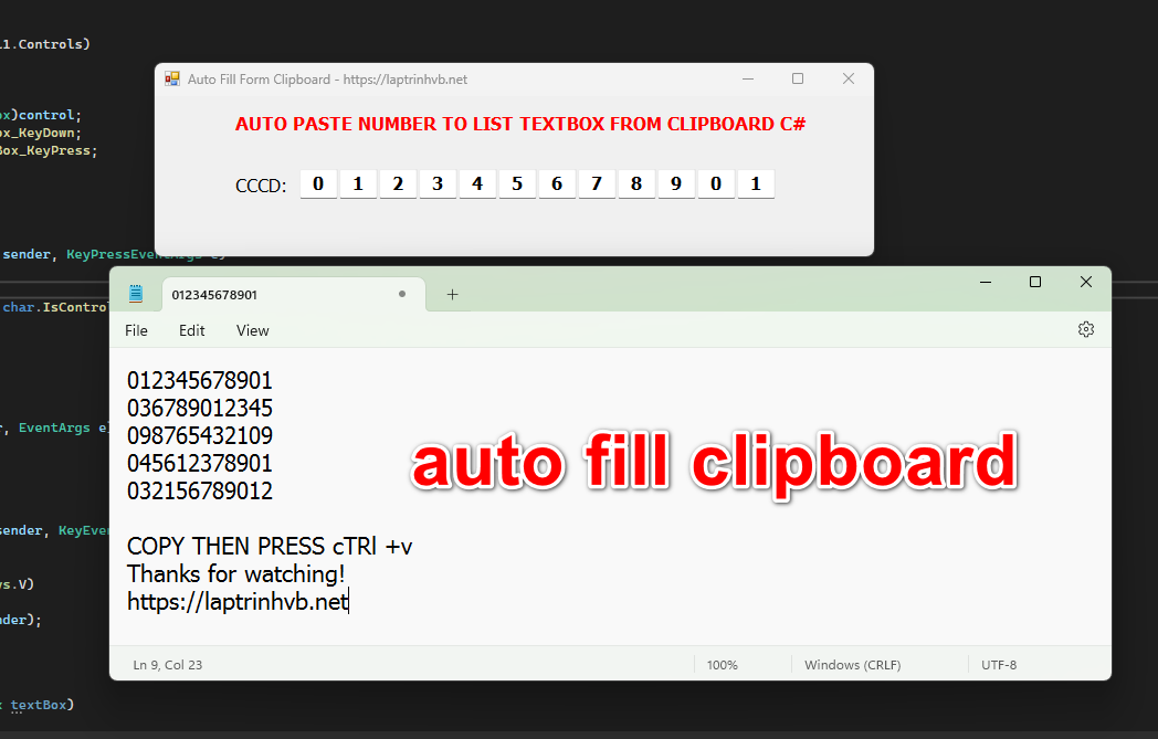 [C#] Viết ứng dụng Auto Fill list Textbox from clipboard Winform
