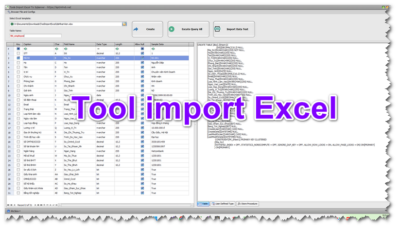 [C#] Chia sẻ tool import data vào excel nhanh chóng vào sqlserver